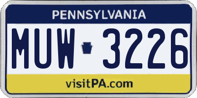 PA license plate MUW3226