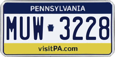 PA license plate MUW3228