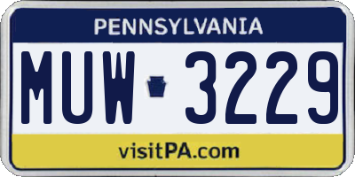 PA license plate MUW3229