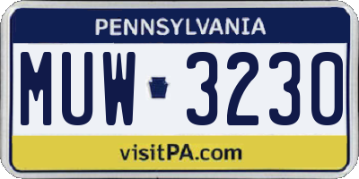 PA license plate MUW3230