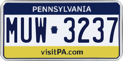 PA license plate MUW3237