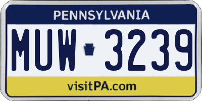 PA license plate MUW3239