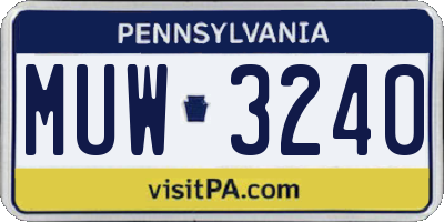PA license plate MUW3240