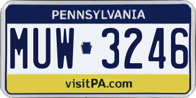 PA license plate MUW3246