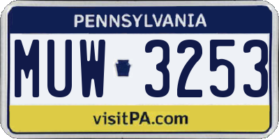 PA license plate MUW3253