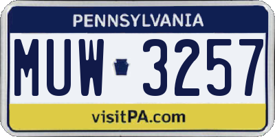 PA license plate MUW3257