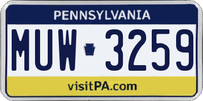PA license plate MUW3259