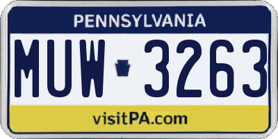 PA license plate MUW3263