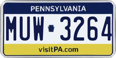 PA license plate MUW3264