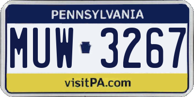 PA license plate MUW3267