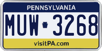 PA license plate MUW3268