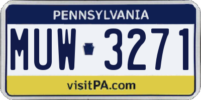 PA license plate MUW3271