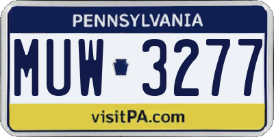 PA license plate MUW3277