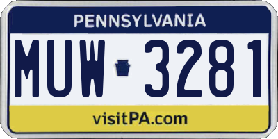PA license plate MUW3281