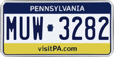 PA license plate MUW3282