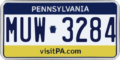 PA license plate MUW3284