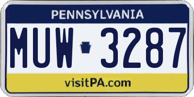 PA license plate MUW3287