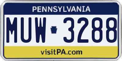 PA license plate MUW3288