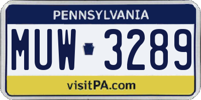 PA license plate MUW3289