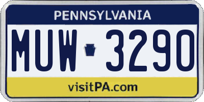 PA license plate MUW3290