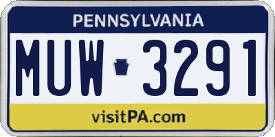 PA license plate MUW3291