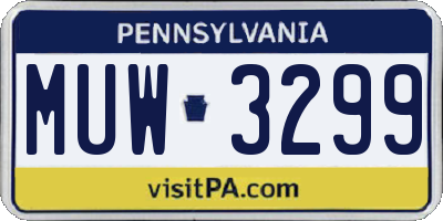 PA license plate MUW3299