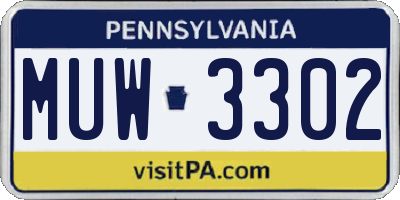 PA license plate MUW3302