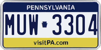 PA license plate MUW3304