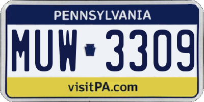 PA license plate MUW3309