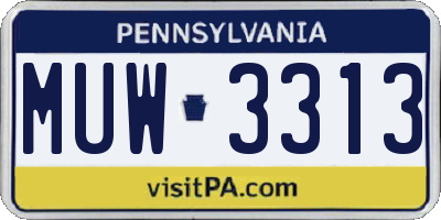 PA license plate MUW3313