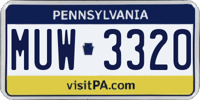 PA license plate MUW3320