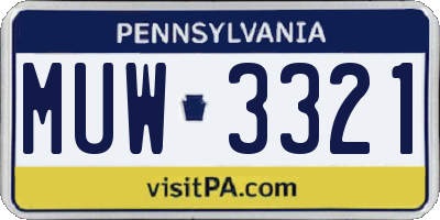 PA license plate MUW3321