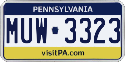 PA license plate MUW3323