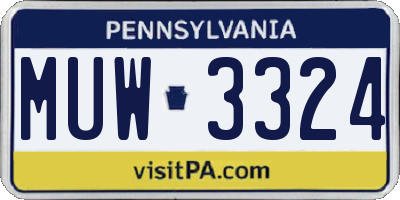 PA license plate MUW3324