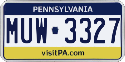 PA license plate MUW3327
