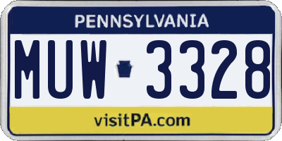 PA license plate MUW3328