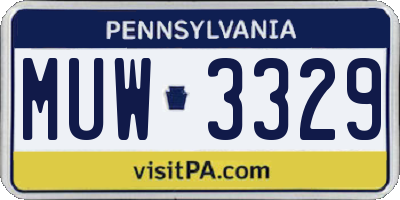 PA license plate MUW3329