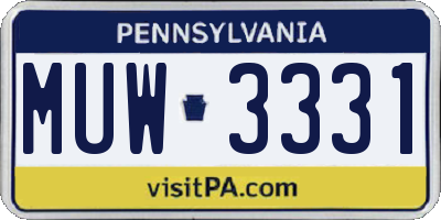 PA license plate MUW3331