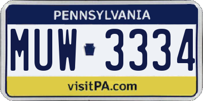 PA license plate MUW3334