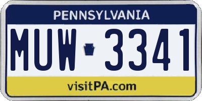 PA license plate MUW3341