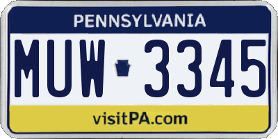 PA license plate MUW3345