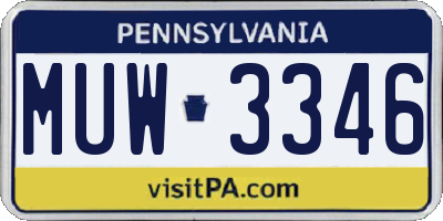 PA license plate MUW3346