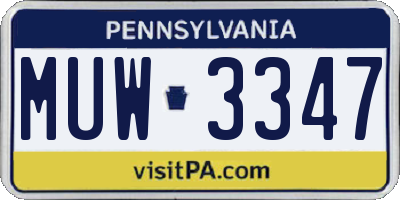 PA license plate MUW3347