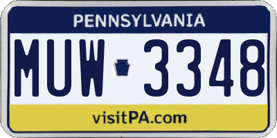 PA license plate MUW3348
