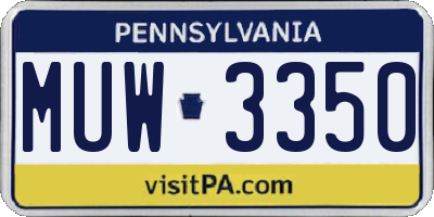 PA license plate MUW3350