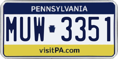 PA license plate MUW3351