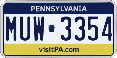 PA license plate MUW3354