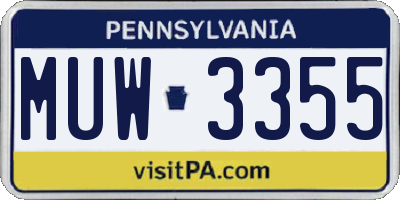 PA license plate MUW3355