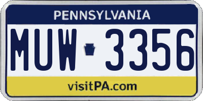 PA license plate MUW3356