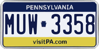PA license plate MUW3358